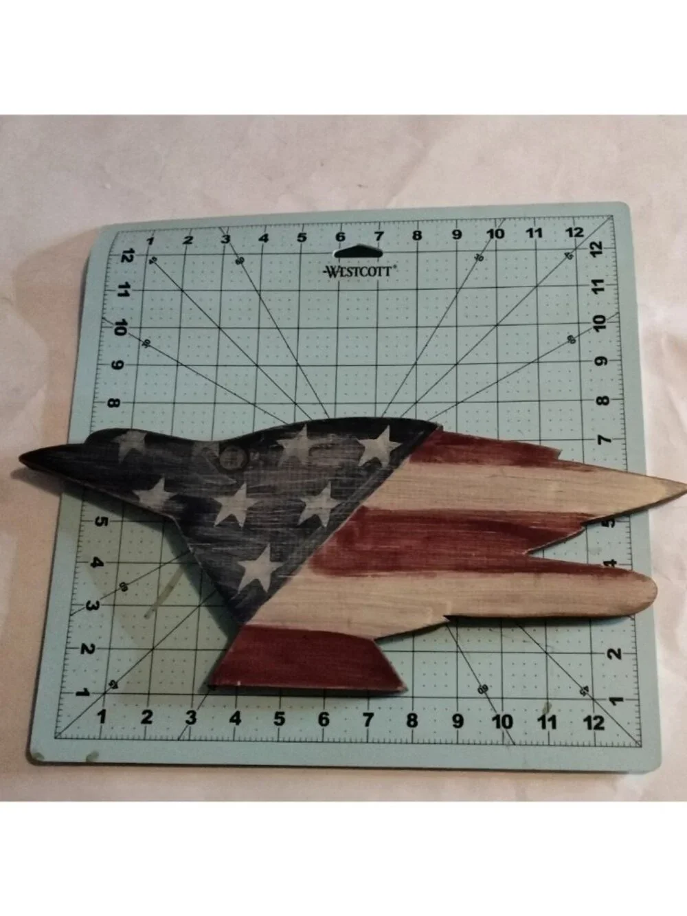 Wooden Eagle Wall Decor Patriotic American Flag Handmade Art Rustic Cottage
